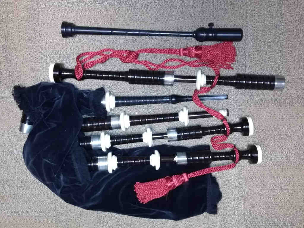 D. Booth Blackwood Bagpipes and Case - Click Image to Close