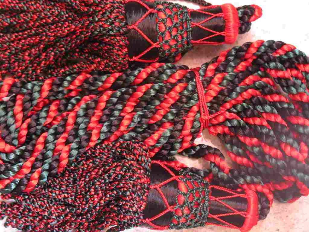 (image for) Silk Drone Cords: Red & Green - Click Image to Close